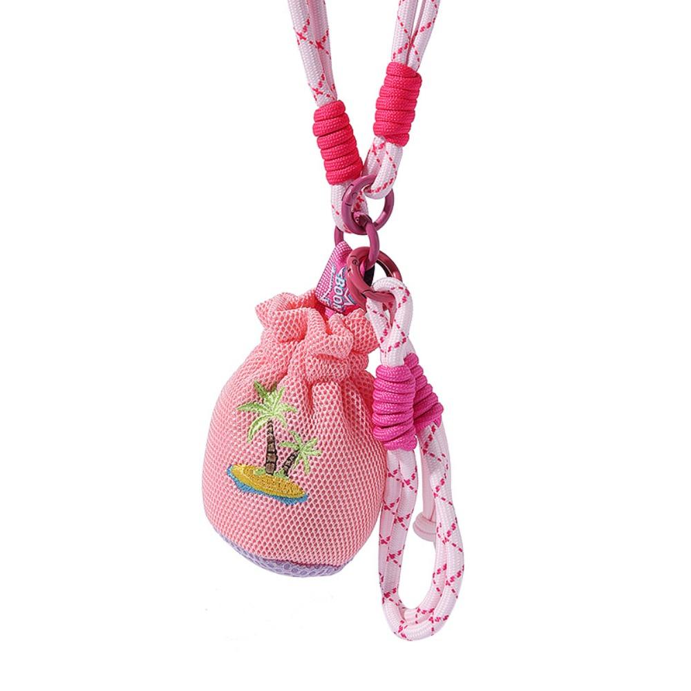 Neck Hanging Crossbody Headphone Bag Mesh Pouch Small Coin Purse Sweet Lanyard Lipstick Bag Summer