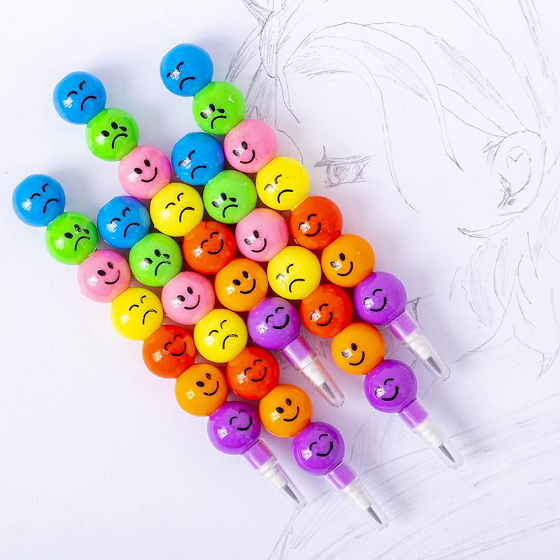 1pcs 7 Color Crayons Art Supplies for Kids Pastel Pen Drawing Set Stationery Smiley Face Crayons Kawaii Pencil School Supplies