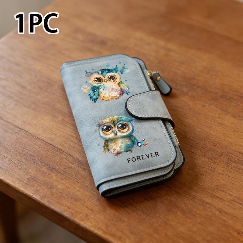 Cute Owl Women Long Wallet Multifunctional Portable Snap Coin Purse Birthday Gift Daily Commute Owl Lover Choice Playful Design Holiday Present