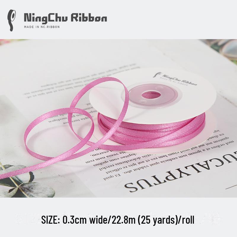 3mm Double-Sided Satin Silk Ribbon for DIY Gifts, Bows, Bouquets, and Baking Packaging