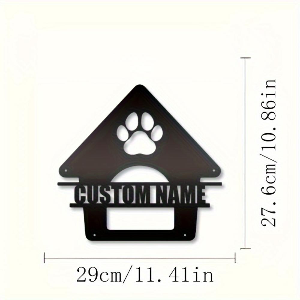 

Customizable Black Metal Dog House Sign Personalized Pet Name Plaque Paw Cutout Wall Art Home Housewarming Gift
