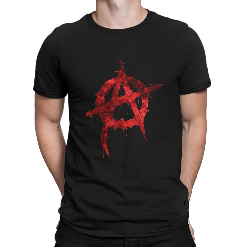 Anarchy Anarchist Symbols Blood Tshirt Homme Mens Tees Polyester T Shirt For Men