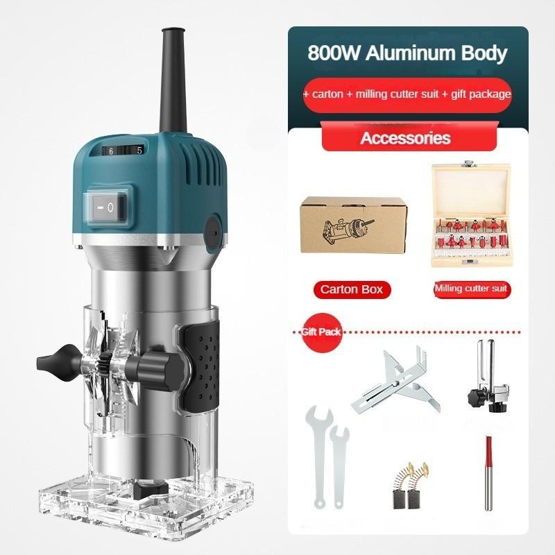 800W High Power Electric Edge Trimmer 6-speed Adjustable Wood Slotting Machine DIY Woodworking Carving Power Tools