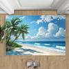 Holiday Style Beach Door Mat Palm Trees Ocean Waves White Clouds Print Vacation Theme Home Decor Entryway Rug for Living Room