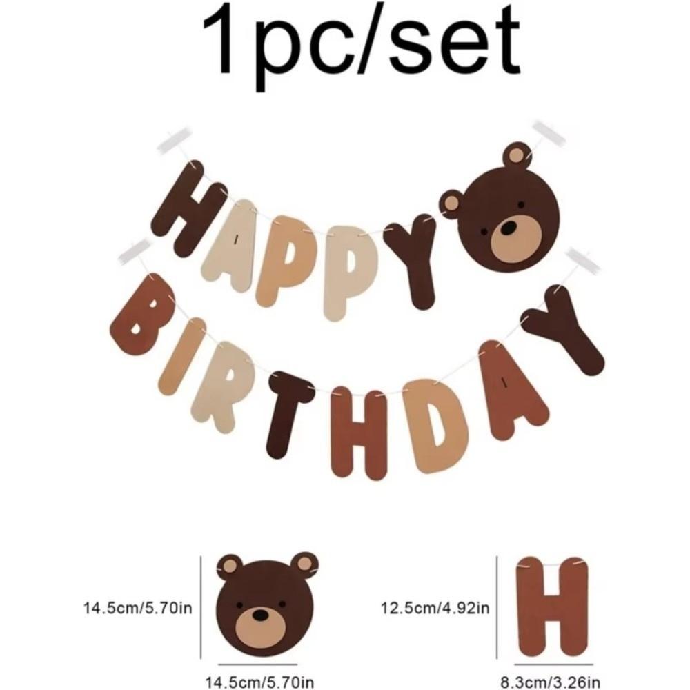 Brown Bear Design Birthday Banner 1 Pack Decoration Banner Set New Party Decoration Banner