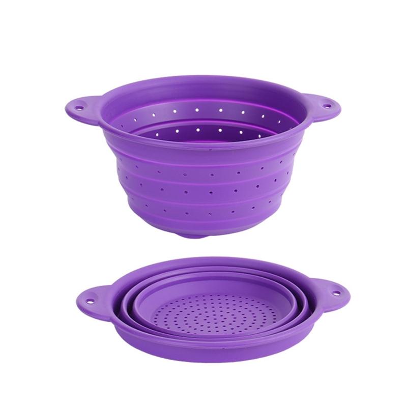 Folding Silicone Drain Basket Fruit Vegetable Washing Basket Foldable Strainer Colander Collapsible Drainer Kitchen