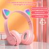 Cute Cat Ear Bluetooth Compatible Headset With Led Wireless Headset Children Girls Stereo Folding Sports Headset With Microphone
