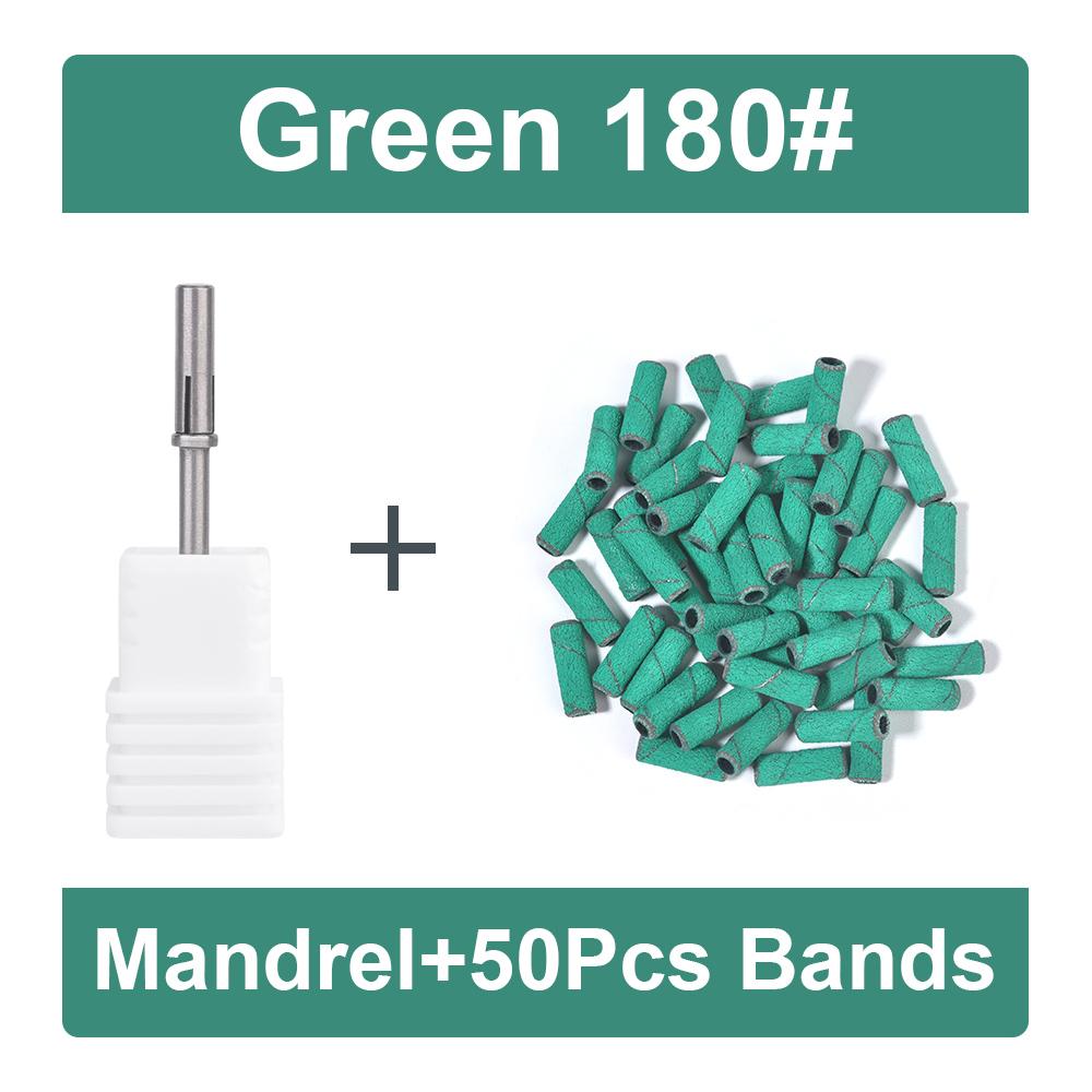 50Pcs 3MM Mini Nail Sanding Bands With Shaft 3/32" Nail Drill Bits Sand Bands Dead Skin Calluses Nail Gel Remove Nail Tool Set