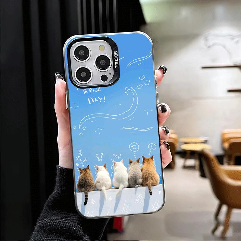 Cat Cute Kitten Cartoon Soft Phone Case for iPhone 15 16 17 Pro Max 17Air 16E 14 Plus 13 12 Mini Shockproof Cover Back Shell
