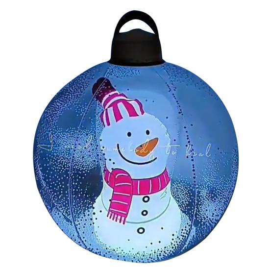 24 Inch Inflatable Christmas Ball Ornament Large Clear Blow Up Ball Christmas Decoration with Snowman Santa Tree Inside for Holiday Yard Lawn Decor
