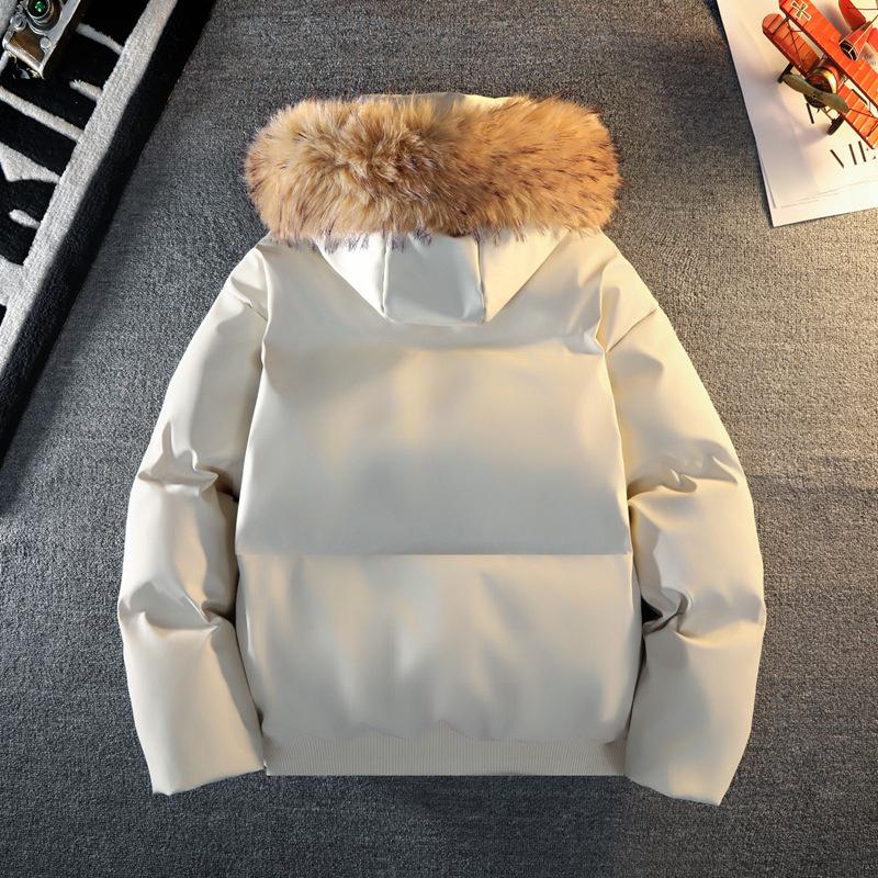 Casual Men's Fur Collar Detachable Cotton-Padded Short Jackets Winter Windproof Thick Coats Outwear Warm Top Clothing