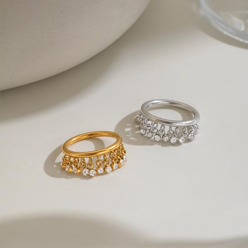 Fringe Finger Ring for Women with Clear Stone Detail, Statement Jewelry for Parties, Date Nights and Gift Giving