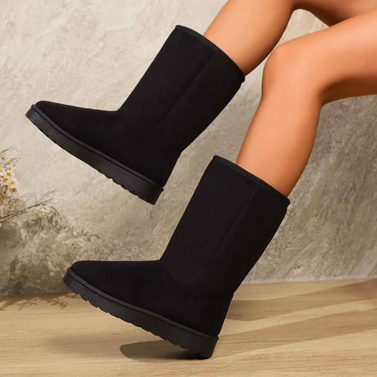 

Женские сапоги зимние новые высококачественные ботильоны без застежек женские модные однотонные повседневные зимние сапоги большого размера на платформе женские 35 чёрный