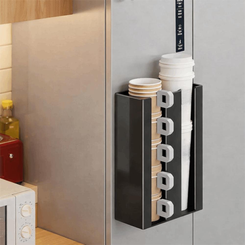 Wall Mounted Magnetic Disposable Cup Holder Large Capacity Paper Cup Organizer  Refrigerator
