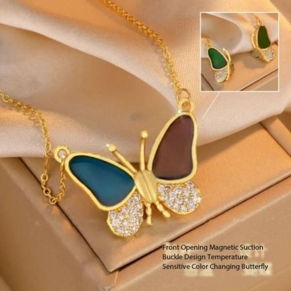 Jewelry Accessories Temperature Sensing Color Necklace Gold Color Magnetic Necklace