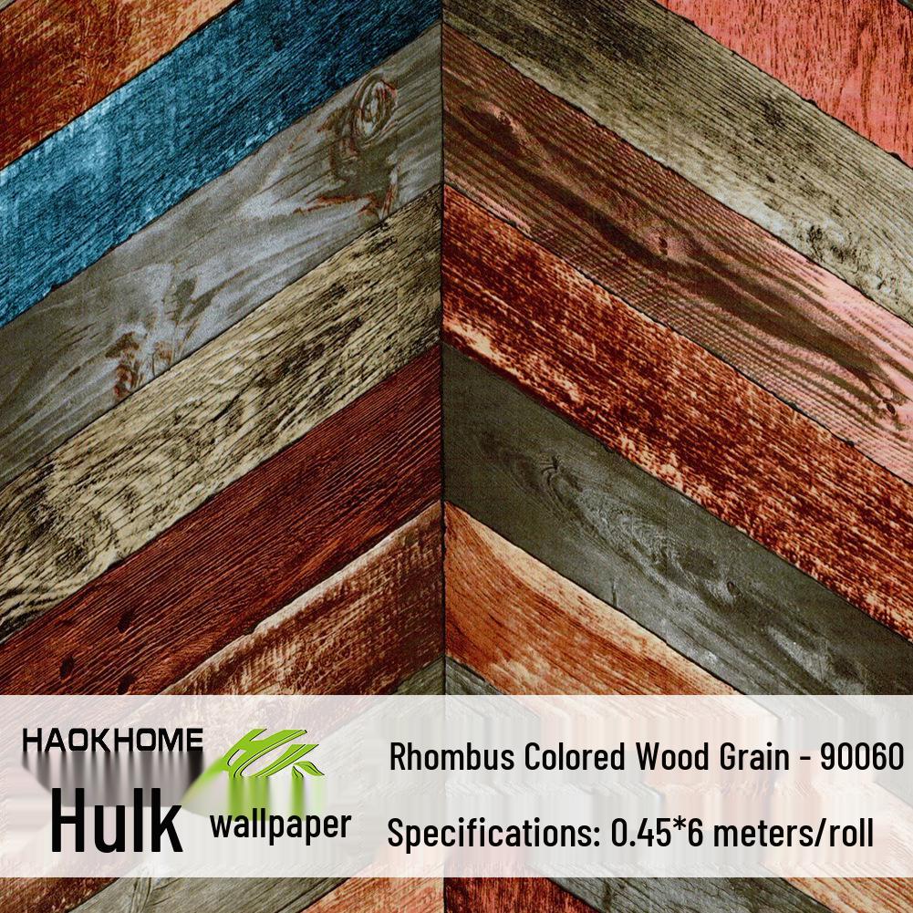 Industrial Retro Faux Wood Grain Self-Adhesive Wallpaper with PVC Backing