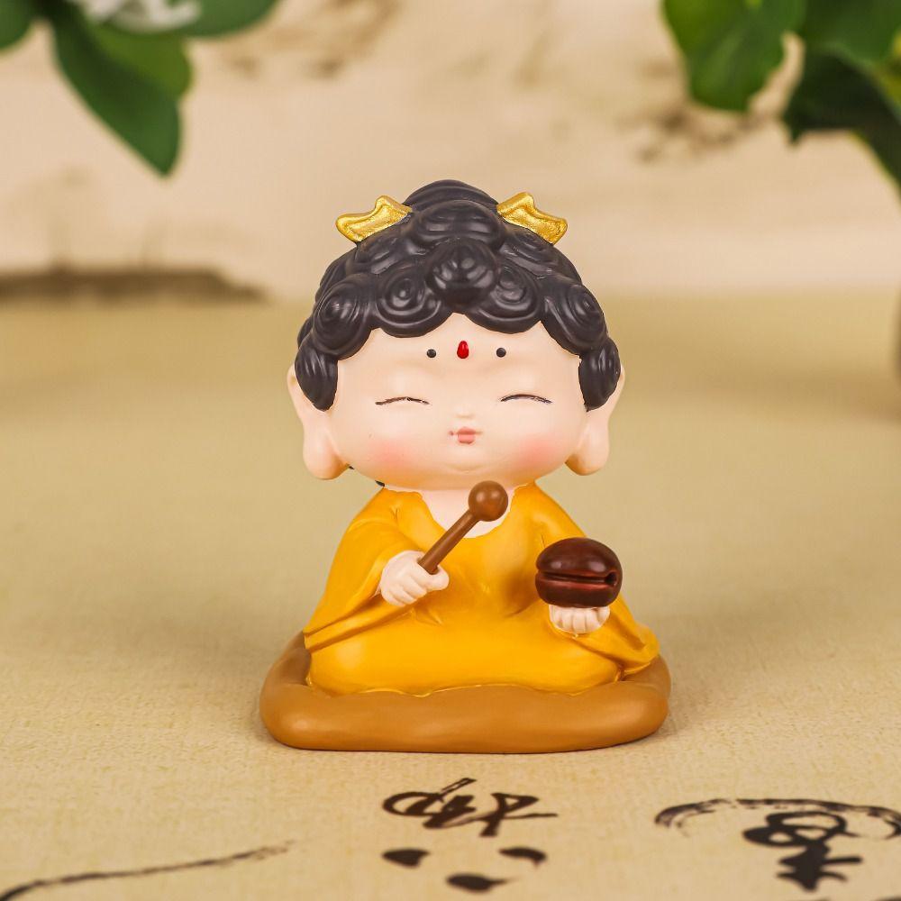 Cute Mini Buddha Guanyin Statues Resin Craft Delicate Cartoon Buddha Figures DIY Chinese Style Buddha Ornaments Office Bookshelf