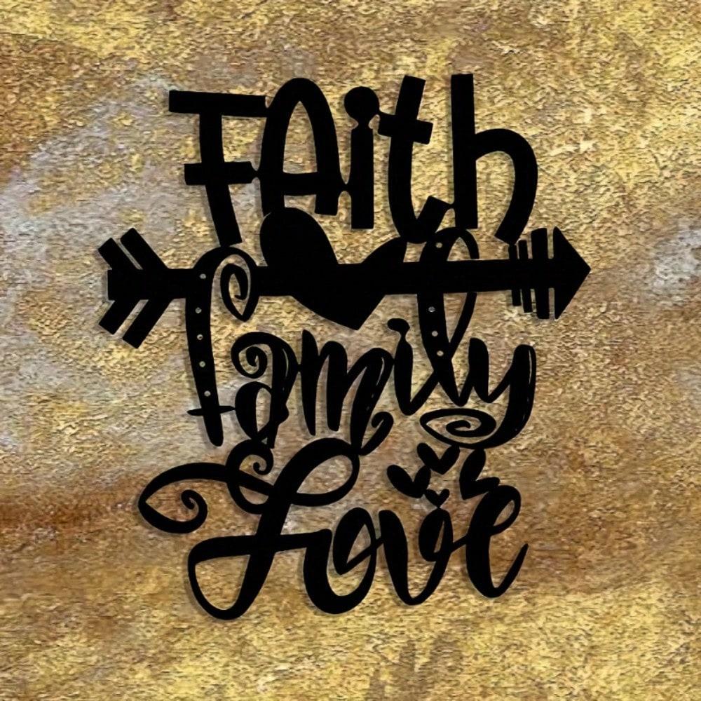 Metal Family Faith Wall Art for Home, Office, Patio - Christmas & Halloween Decor