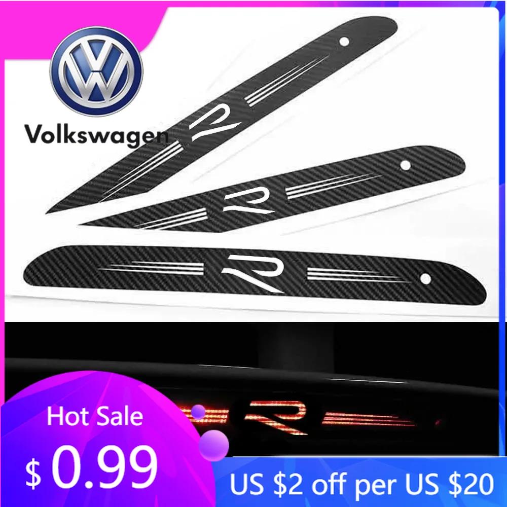 2026 Hot For Volkswagen VW Carbon Car Rear High Brake Light Lamp Brand Sticker Pad for Volkswagen VW New R Line Logo GTI Golf Je
