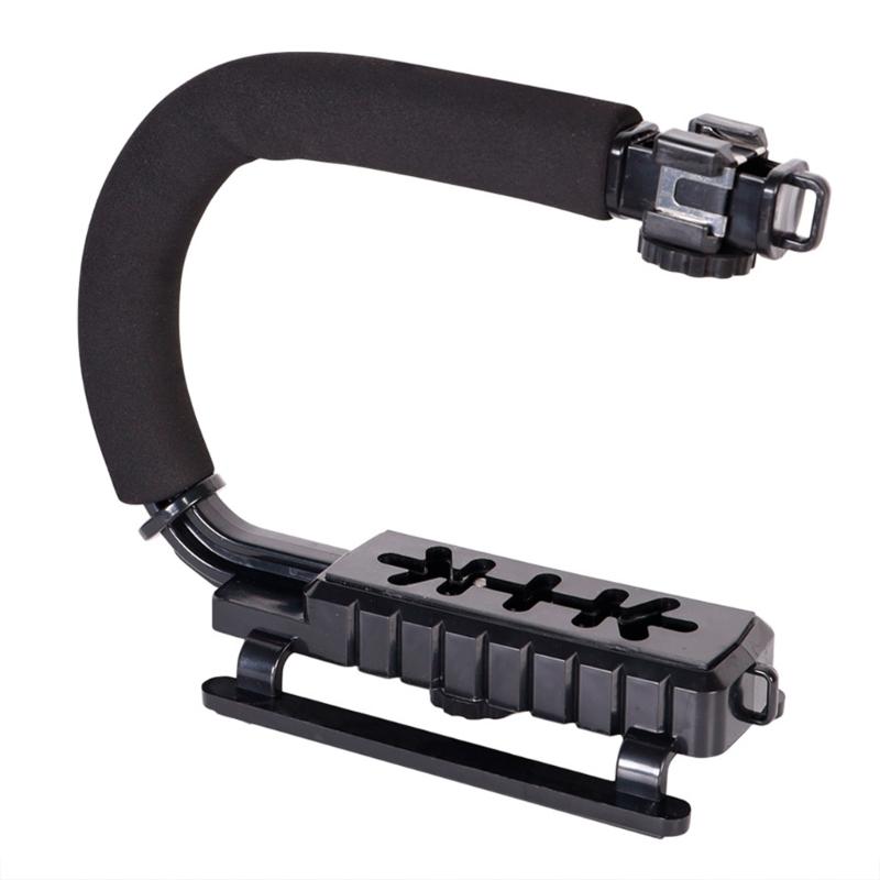 Portable U-Grip Holder with Cold Shoe Mount and Anti-Skid Design Camera Holder for Steadier Shots and Smooth Movements