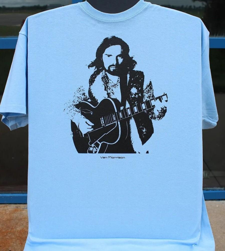 Rare! Van Morrison In Music Tour Cotton All Size Light Blue Unisex Shirt BL186 Unisex T-Shirt XXXL