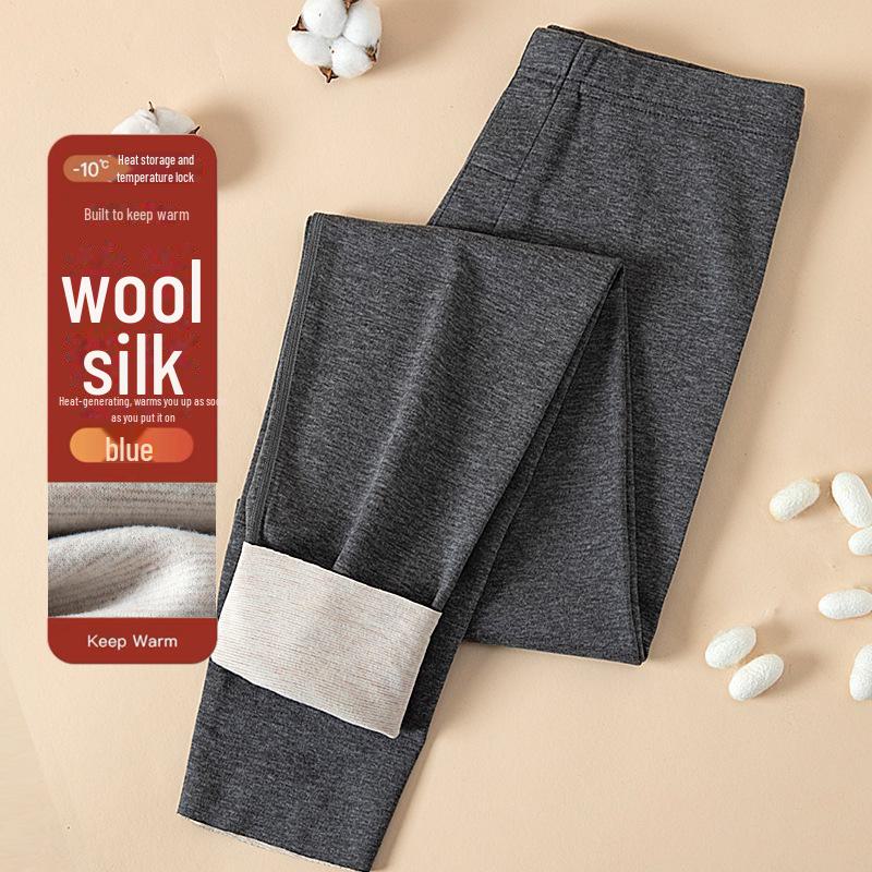 

«Мужские термоштаны из шерсти и шелка для студентов и подростков — большой размер, облегающее зимнее нижнее белье» 4XL