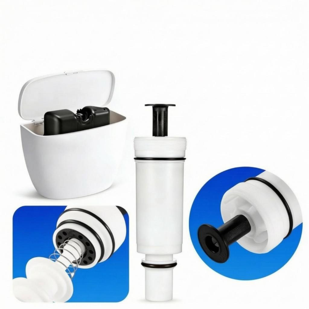 Flush Port Assembly Toilet Tank with Push Button Leak-Resistant for