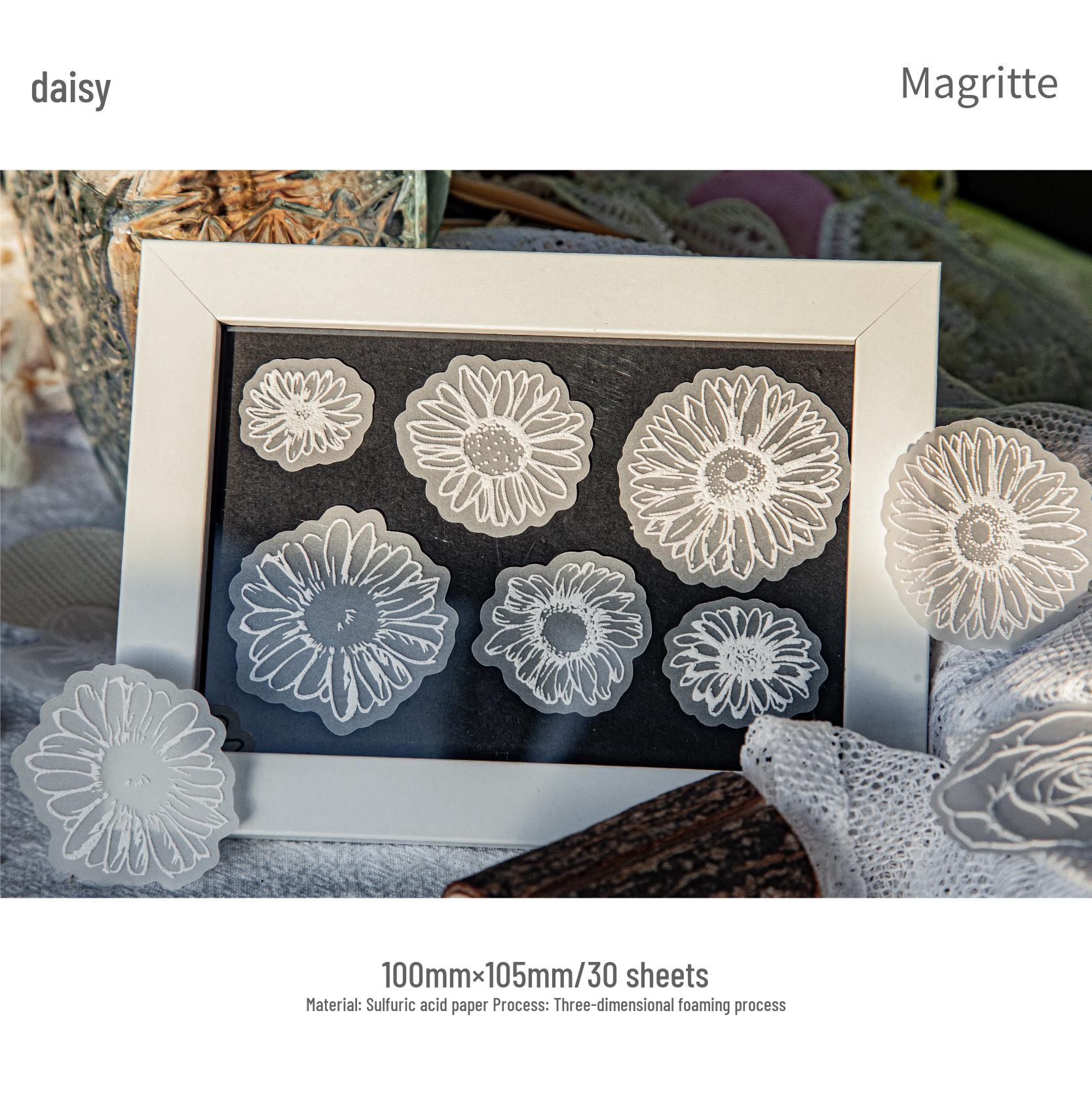 RetroStory White Tea Floral 3D Foam Stickers - 30 Sheets, 6 Styles