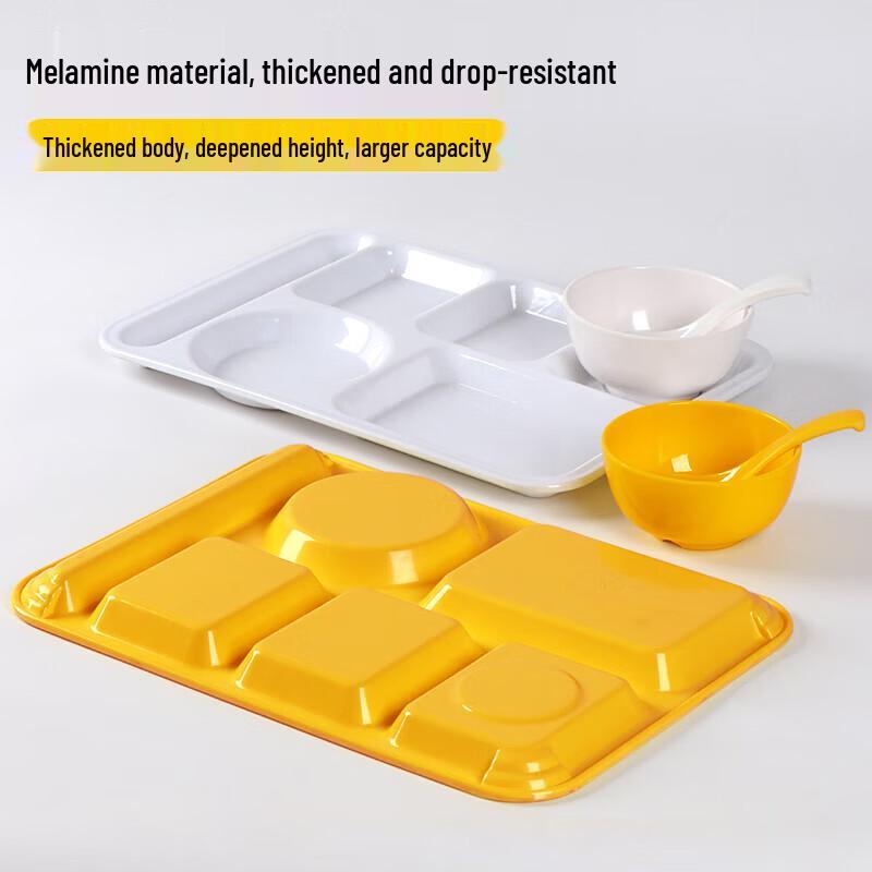 Durable Melamine 6-Compartment Canteen Tray