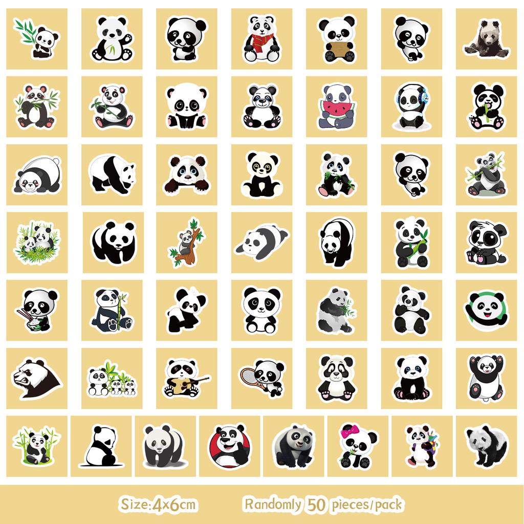 50 Cute Wind Panda Stickers Mobile Suitcase Waterproof Decorative Stickers Children's Hand Account Stickers