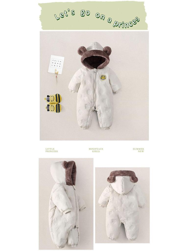 Infant Winter Fleece Romper for 3-12 Months - Unisex, Thick, Cotton-padded