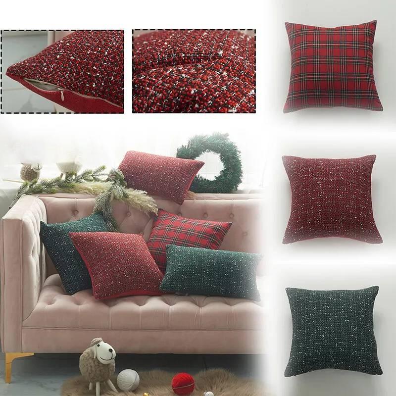 Pillow Plaid Christmas Cases Cushion Cover Bed Sofa Cotton Throw Covers Pillow