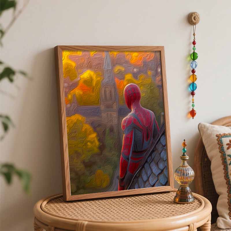 Disney SpiderMan oil paint by numbers painting kit handmade diy home decor gifts, superhero wall art for living room, canvas portrait.