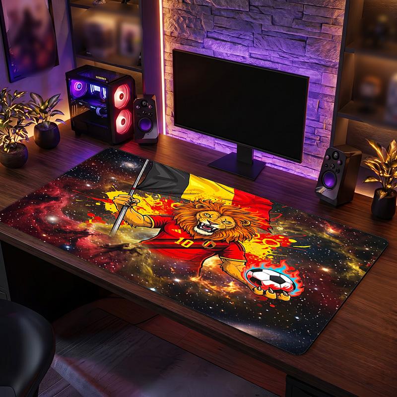 Belgium Football Crest Mouse Pad, Extended Non Slip Rubber Desk Mat for Gaming Office Laptop Fan Gift