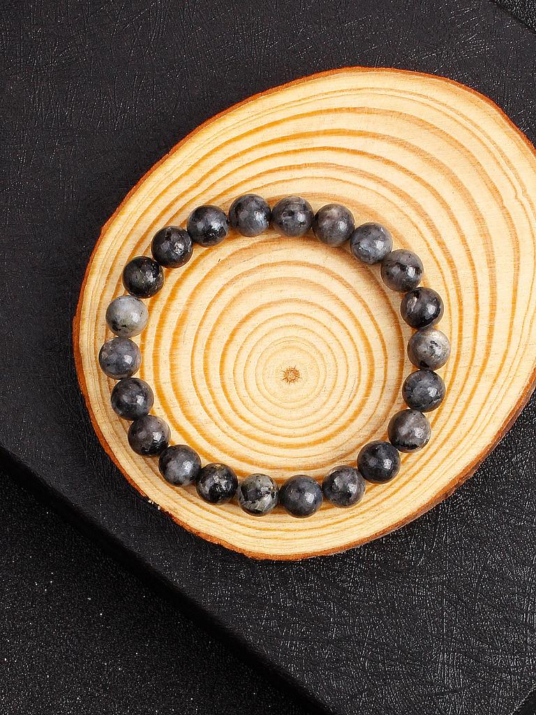 Real Natural Labradorite Stone Bead Bracelet Men Women Vintage Black Flash Stone Bracelet with Original Natural Crystal Gift