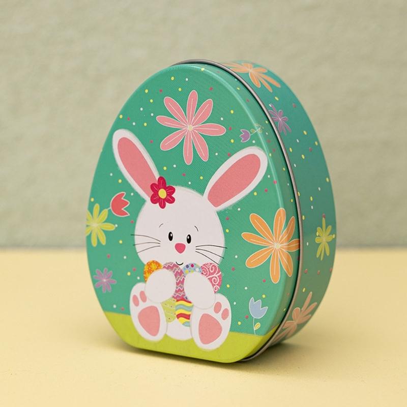 Iron Box Easter Candy Box Tinplated Eggshells Pattern Container for Party Organizing and Displaying