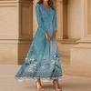 Kjoler For Damer Vintage Blomst Tunika Midjet Midi Kjole Sommer Casual 3/4 Ermet Kjole
