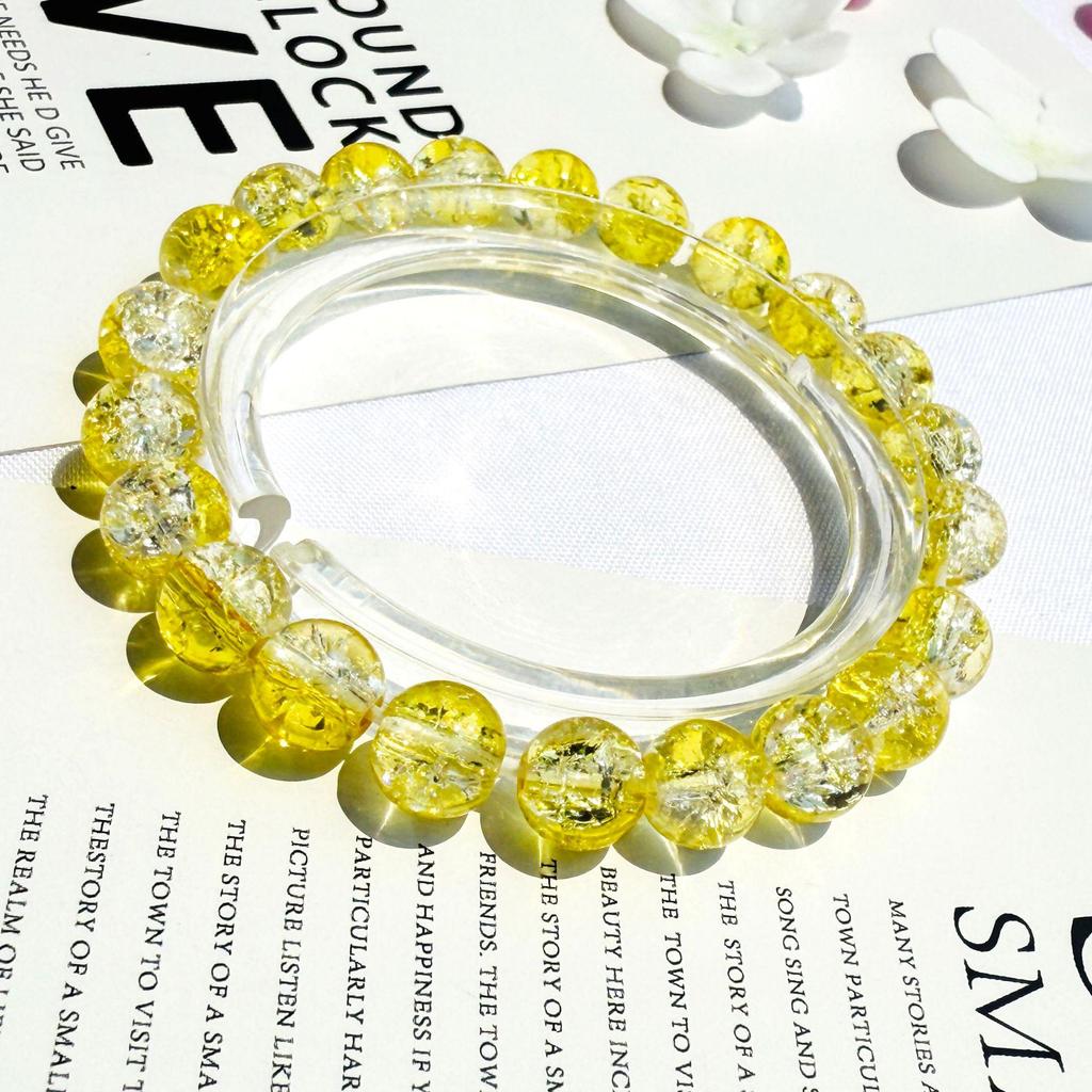 8mm Crackle Glass Beads Two-Color Wrap Bracelet for Students