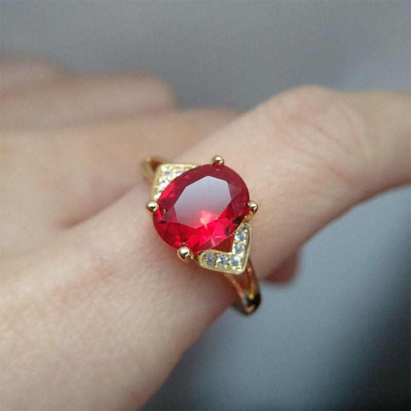 Fashion Sunflower Women s Gold-Plated Ring with Micro-Set Ruby, Emerald, and Oval Diamond Adjustable