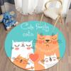 Cute Cat Round Carpet Cartoon Animal Cats Area Rug for Office Living Room Bedroom Decoration Non-slip Children's Crawl Floor Mat