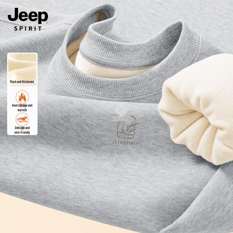 JEEP SPIRIT Herren Fleecegefütterter Rundhals-Pullover