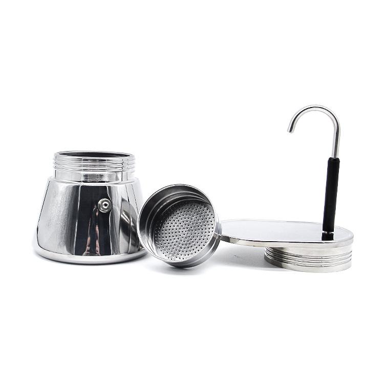Single-Tube 304 Stainless Steel Moka Pot - Italian Espresso Maker for Home.