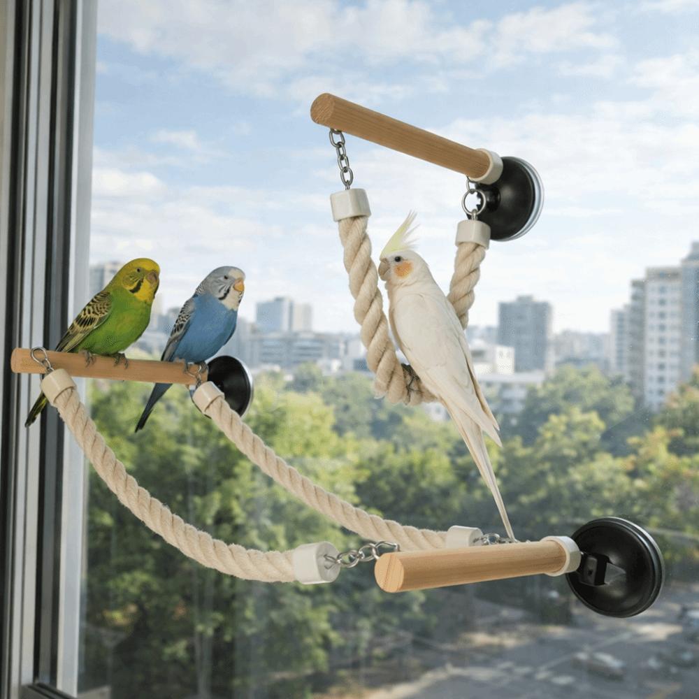 Parrot Exercise Suction Cup Parrot Climbing Perch Bite Resistant Hanging Bird Swing Non-slip Bird Ladder Bridge Interactive