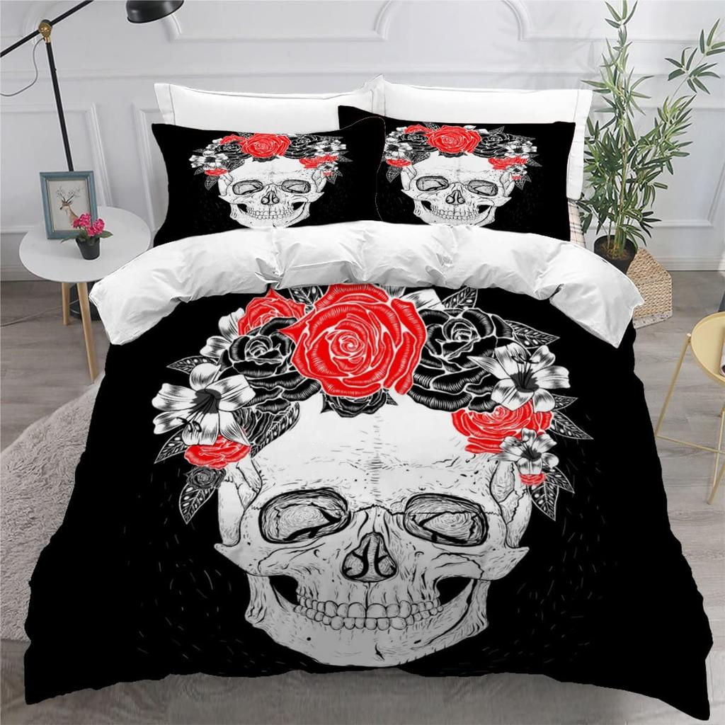 Skull And Beauty Duvet Cover Set Full Size Gothic Sugar Skull Angels And Demons Bedding Set With Pillowcase Twin Double Bed Sets
