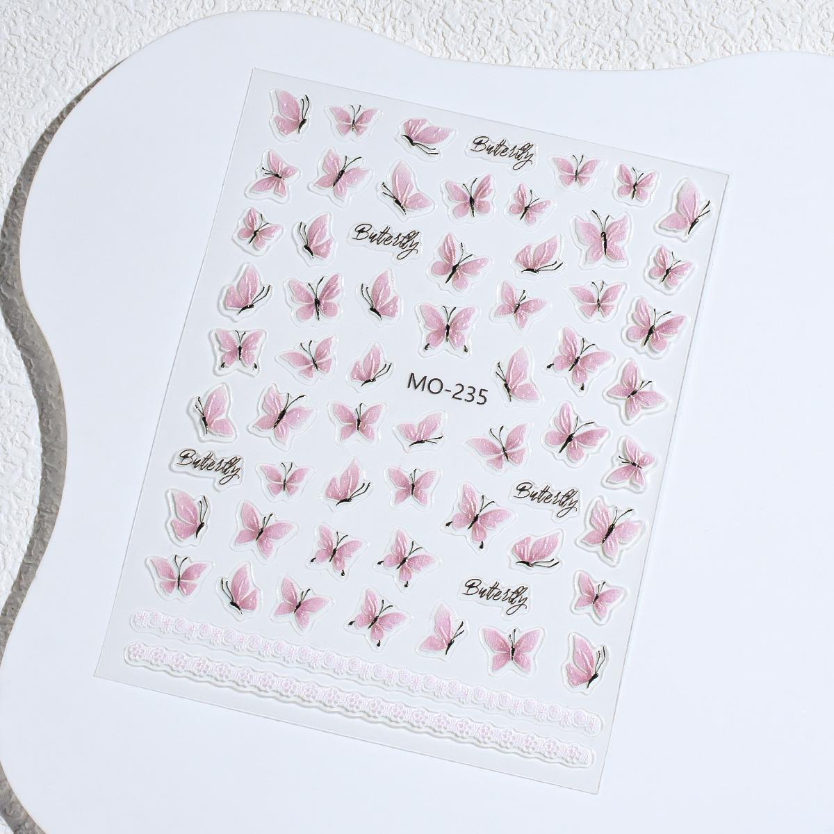 3D Taro Butterfly Embossed Nail Stickers - Cute Fresh Decals
