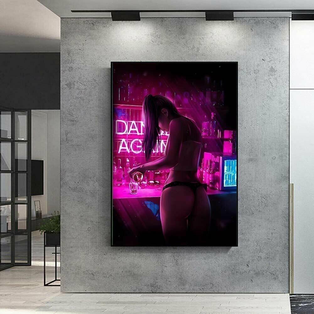 

Девушка в баре искусство популярный постер холст художник в гостиной декоративная печать настенная живопись безрамная 20*40cm No Frame