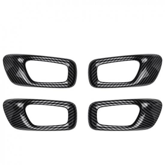 Inner Door Handle Bowl Panel Cover 4* For Honda Civic - ABS Carbon Fiber