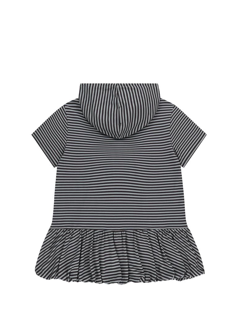 Tuomio Stripe Balloon Hood Dress [Charcoal]