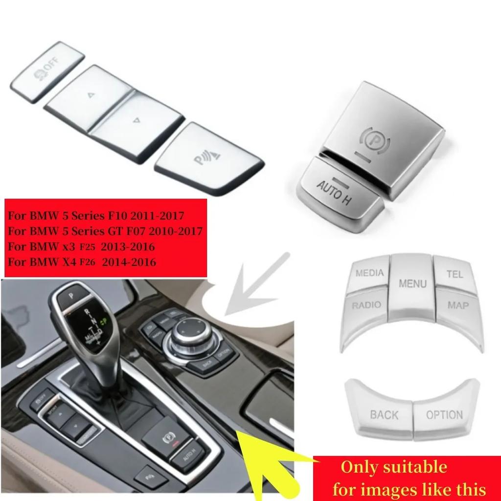 ABS Car Interior Multimedia Control Switch Start Stop Buttons Cover Trim Stickers For Bmw 5 Series F10 5GT F07 X3 F25 X4 F26