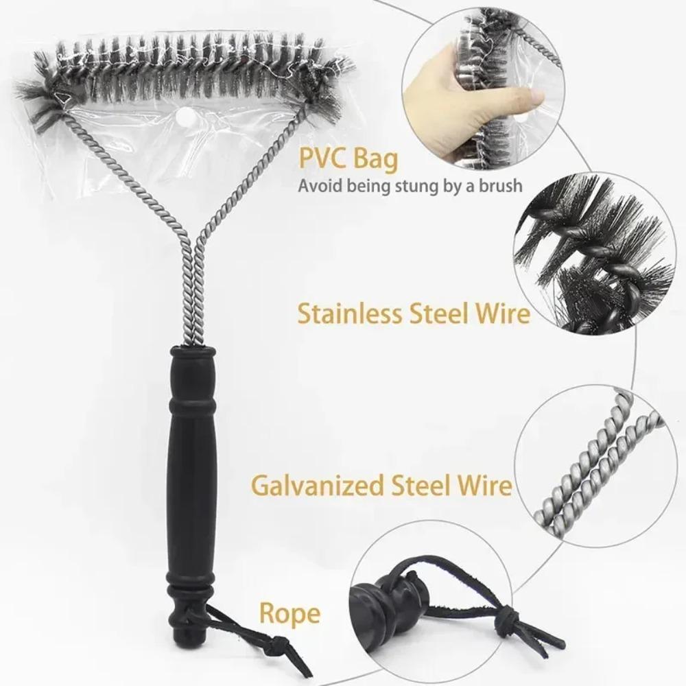 Stainless Steel BBQ Grill Brush – Non-Stick, Heavy-Duty Wire Cleaning Tool for Barbecue Accessories